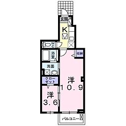 ディアコートロ酒井参番館 2Kの間取図画像