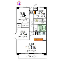 ロイヤルパレス長町南II 3階3LDKの間取り