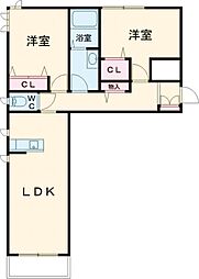 TORAMARUSQUARE 2LDKの間取図画像