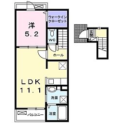 サンルミエールD 1LDKの間取図画像