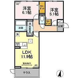 スカイビューR4 2LDKの間取図画像