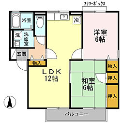 ガーデンハイツB棟 2LDKの間取図画像