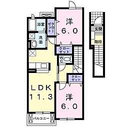 サンハイツ福知山1 2LDKの間取図画像