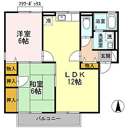 ガーデンハイツB棟 2LDKの間取図画像
