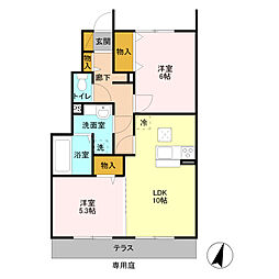 フェリオA 2LDKの間取図画像