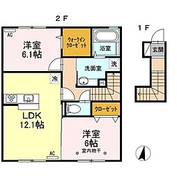 ヴァンフォーレ塩嶺 2LDKの間取図画像