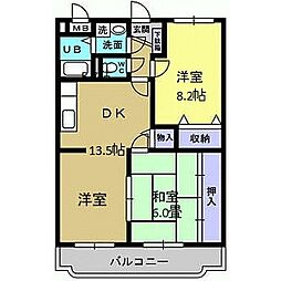 駒西ハイツ2 2LDKの間取図画像