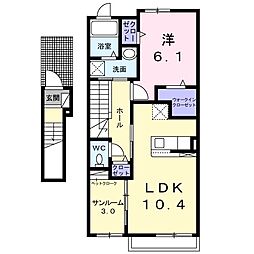 メゾンドC.W 1LDKの間取図画像