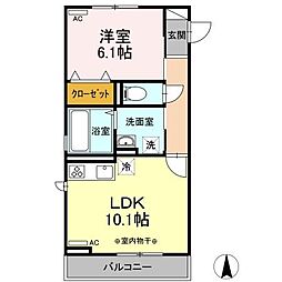コモンリード華孝山王 1LDKの間取図画像