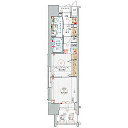 エステムプラザ名古屋駅前プライムタワー 1DKの間取図画像