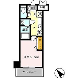 レジデンス浜田 7階1Kの間取り