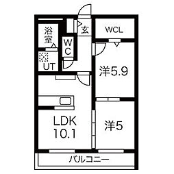 ラクシュミー 2LDKの間取図画像