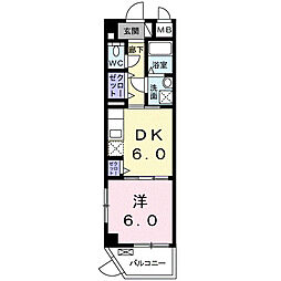 城北アパート 1DKの間取図画像