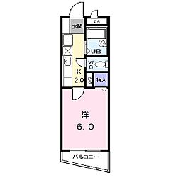 光マンション 1Kの間取図画像