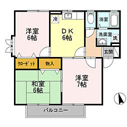セゾン・ド・フルールA 3DKの間取図画像