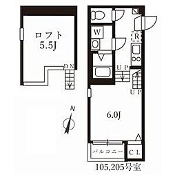 ハーモニーテラス切戸町 1Kの間取図画像