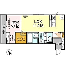 ソッリーゾB 1LDKの間取図画像