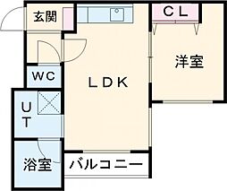 アクアパラシューター 1LDKの間取図画像