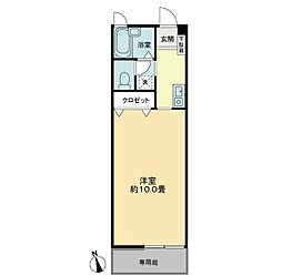 フォブール土居宮 1Kの間取図画像