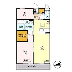リュイール2 1LDKの間取図画像