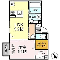 ベリエッサ 2階1LDKの間取り