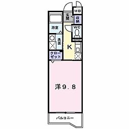 アドラブール 1Kの間取図画像