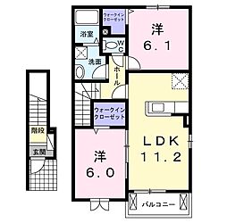 コッティー糸米 2LDKの間取図画像