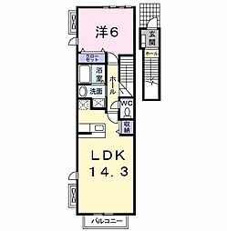 レーヴ・アビタシオン 1LDKの間取図画像