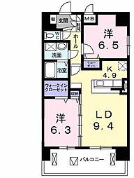 プリムヴェール金町 2LDKの間取図画像