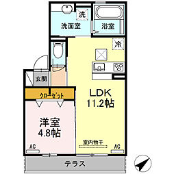 D-roomMIZUHOB 1LDKの間取図画像