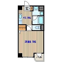 コーポタイワ3 1Kの間取図画像