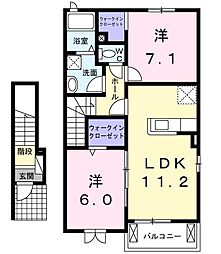 セレノカーサOMI 2LDKの間取図画像