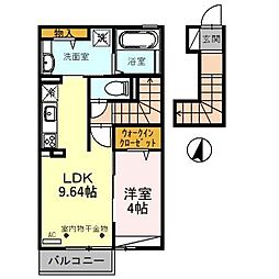 グラン・ディスJ 2階1LDKの間取り
