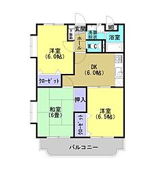 グリーンサイドK 3DKの間取図画像