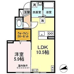 Ｋーｈａｕｓ　Ａ 1階1LDKの間取り