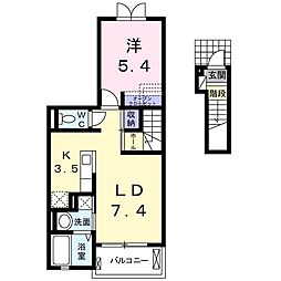ジャルダンブルー1 1LDKの間取図画像
