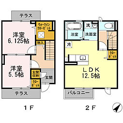 ライスフィールド　ハピネス　B 1階2LDKの間取り