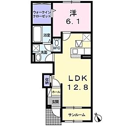 ヴィラクレスタ浜の宮1 1LDKの間取図画像