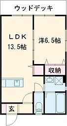 Garden白壁 1階1LDKの間取り