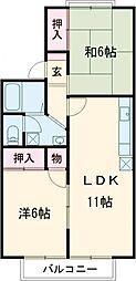 パルクロゼット8番館 2LDKの間取図画像