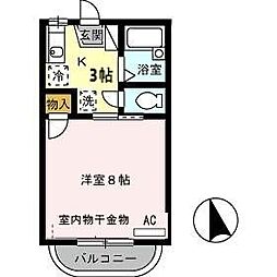 ヤングユーカリA 1Kの間取図画像