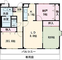 グランビヤンフェ 3LDKの間取図画像