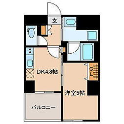 マイホーム幕張 6階1DKの間取り