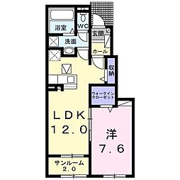 ベルマーレ津浦 1LDKの間取図画像