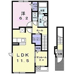 リバーソレイユ 1LDKの間取図画像
