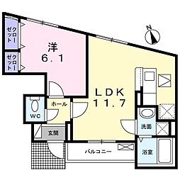 グリーンエミモ 1LDKの間取図画像