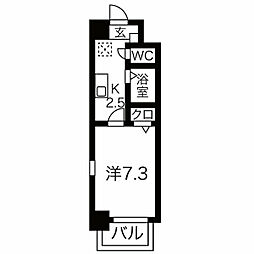 サウスパーク泉 1Kの間取図画像