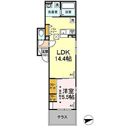 アリビオ 102 1階1LDKの間取り