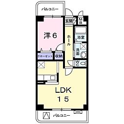ヴェルセア 2階1LDKの間取り