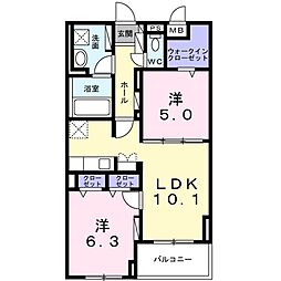 ヴァンティアン2日吉 2LDKの間取図画像